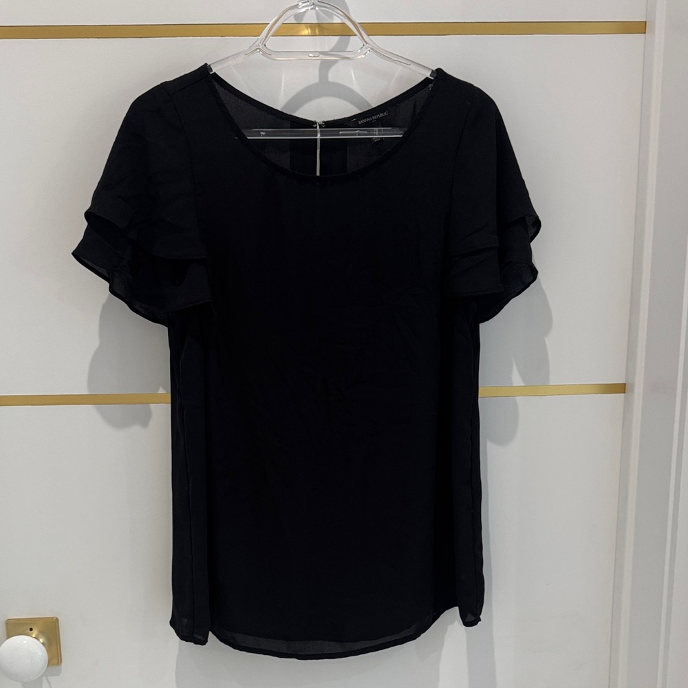 Banana Republic Black Ruffle Sleeve Blouse